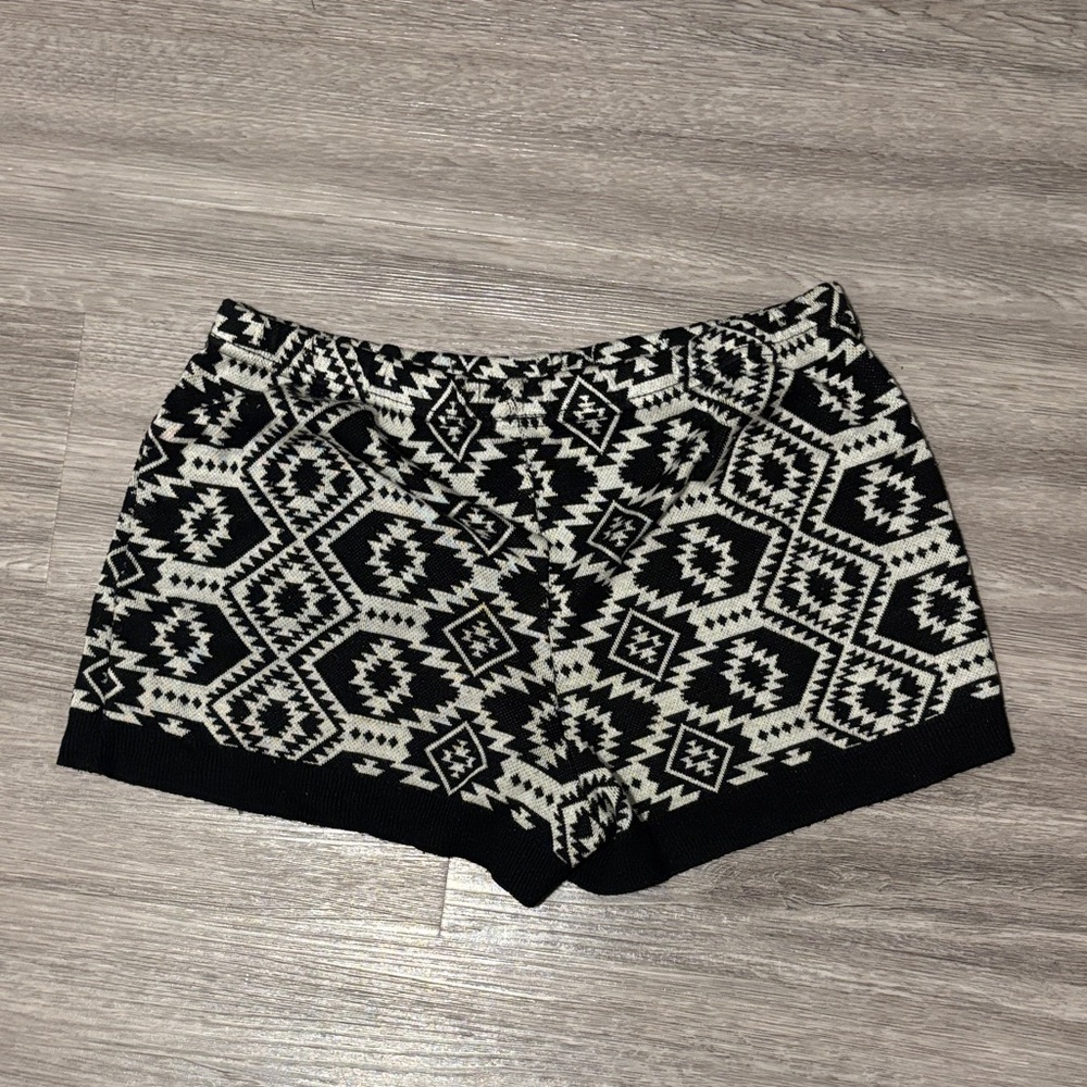 Sparkle & Fade Geometric Black and White High Waist Shorts